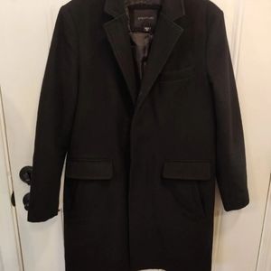 Black wool overcoat by Structure